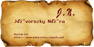 Jávorszky Nóra névjegykártya
