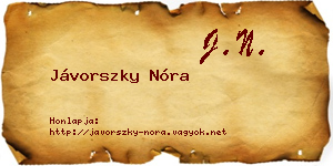 Jávorszky Nóra névjegykártya